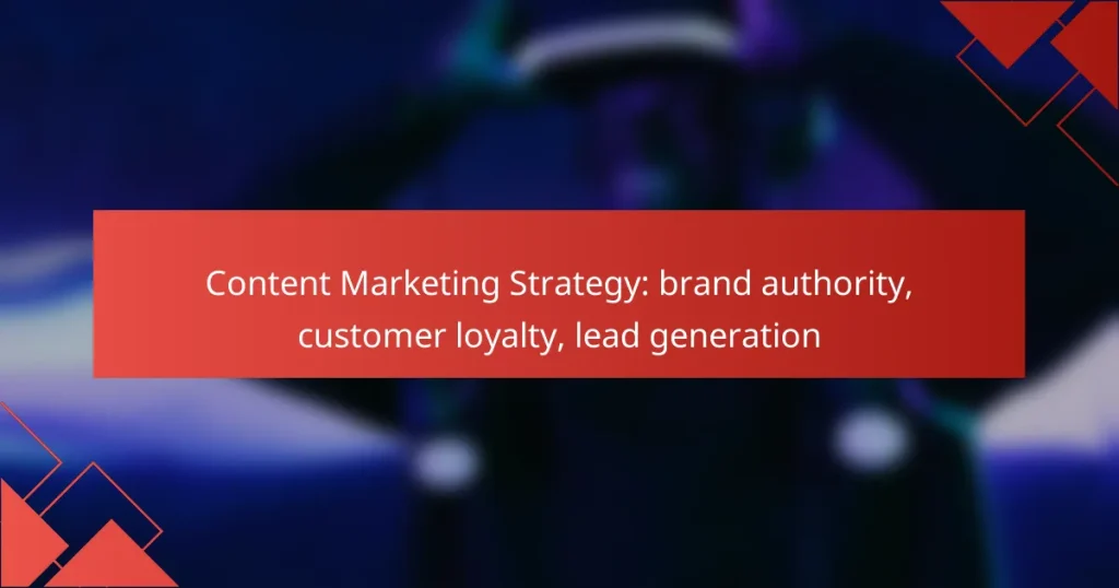 Content Marketing Strategy: brand authority, customer loyalty, lead generation