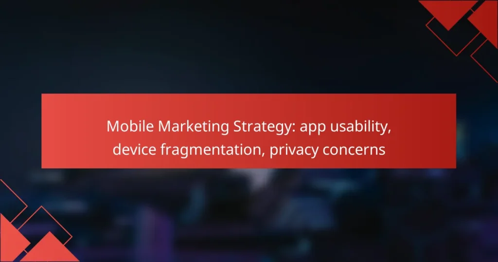 Mobile Marketing Strategy: app usability, device fragmentation, privacy concerns