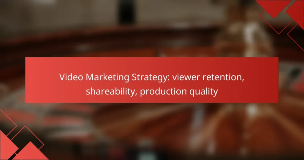 Video Marketing Strategy: viewer retention, shareability, production quality